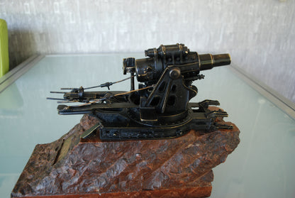 WW1 Cannon Brass Fat Bertha / Slim Emma on Marble Base + Scale