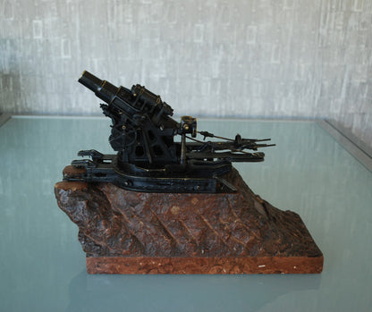 WW1 Cannon Brass Fat Bertha / Slim Emma on Marble Base + Scale