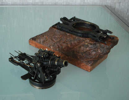 WW1 Cannon Brass Fat Bertha / Slim Emma on Marble Base + Scale