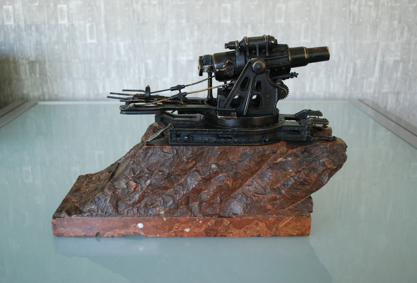 WW1 Cannon Brass Fat Bertha / Slim Emma on Marble Base + Scale