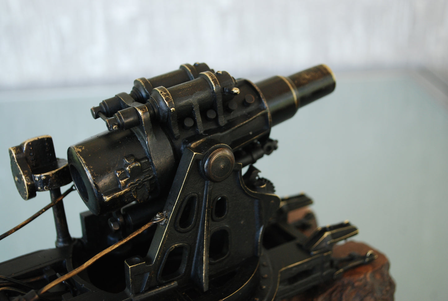 WW1 Cannon Brass Fat Bertha / Slim Emma on Marble Base + Scale