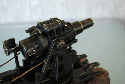 WW1 Cannon Brass Fat Bertha / Slim Emma on Marble Base + Scale
