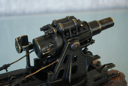WW1 Cannon Brass Fat Bertha / Slim Emma on Marble Base + Scale