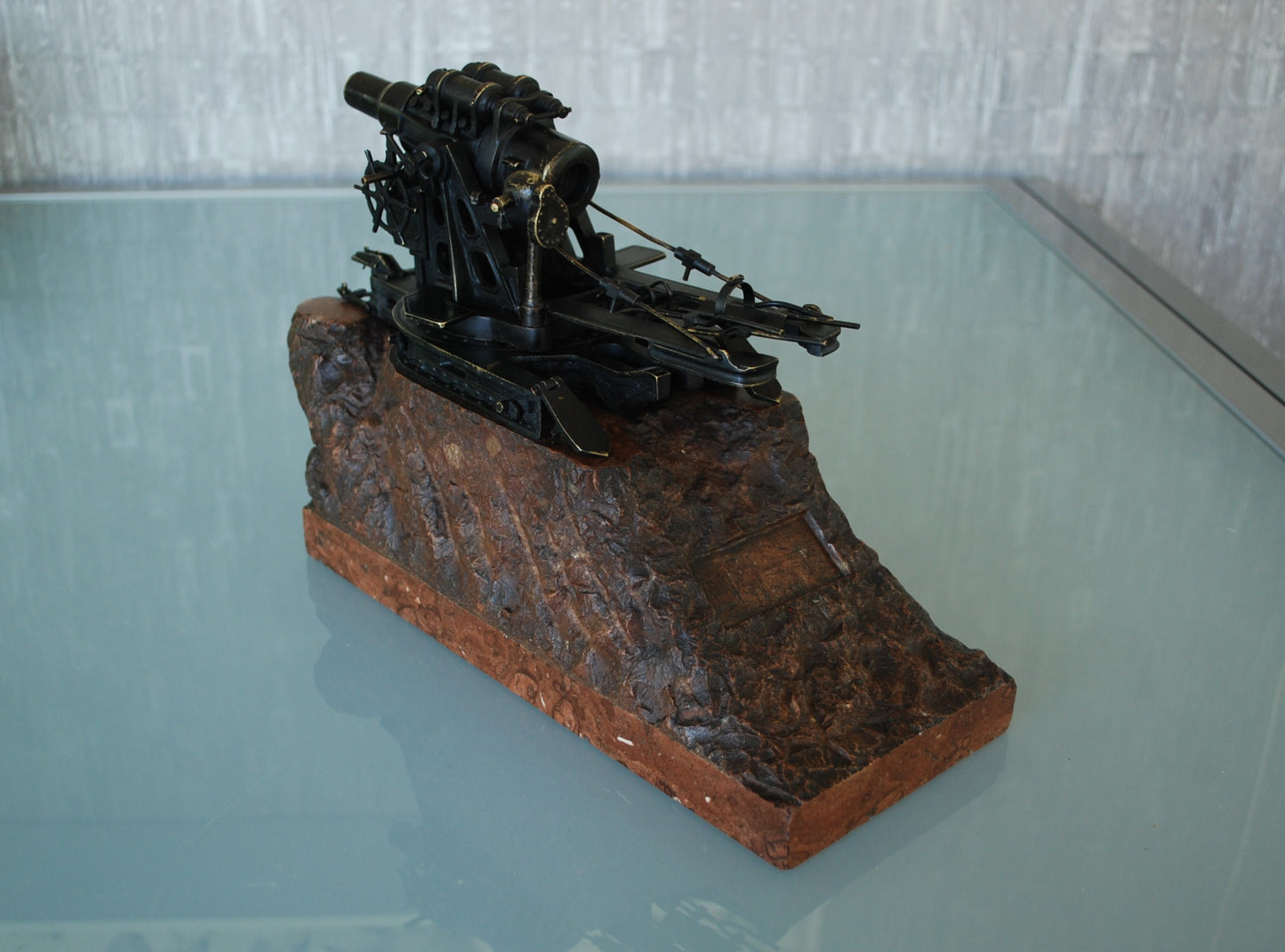 WW1 Cannon Brass Fat Bertha / Slim Emma on Marble Base + Scale