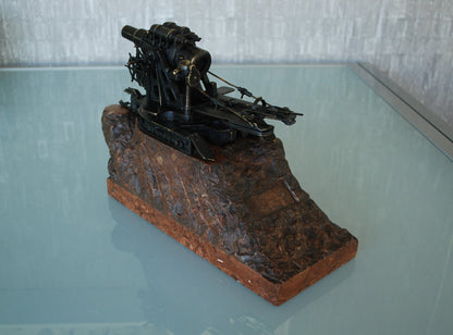 WW1 Cannon Brass Fat Bertha / Slim Emma on Marble Base + Scale