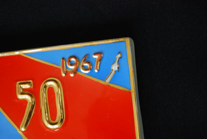 Lang Leve de Grote Oktober Revolutie CCCP 1917 1967  50 jaar met Raket. Boedapest leger revolutionaire regiment