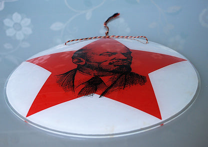 Glazen wandbord Lenin in Rode Ster