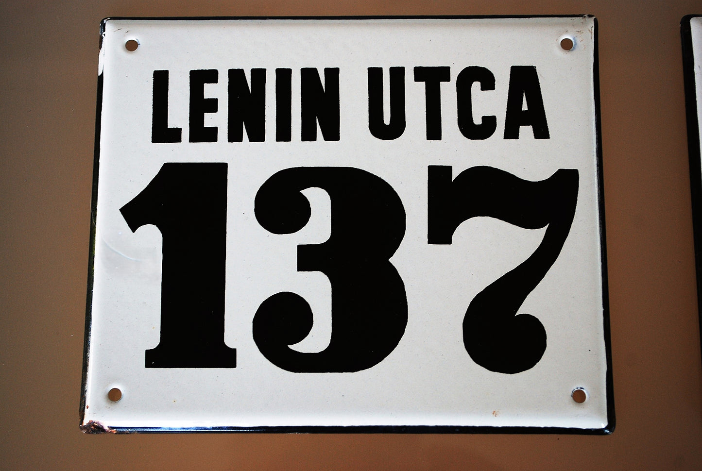 Emaillen Lenin straatnaamborden Nummers 36 - 137 - 188 - 201