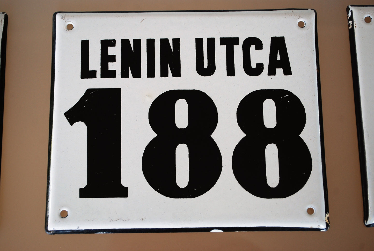 Emaillen Lenin straatnaamborden Nummers 36 - 137 - 188 - 201