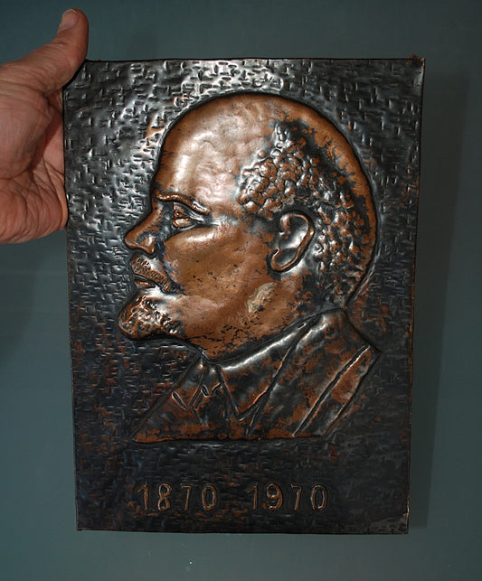 Lenin 100 jaar koper wandbord