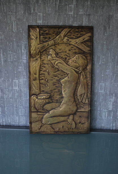 Retro Wandplaat Badende Vrouw