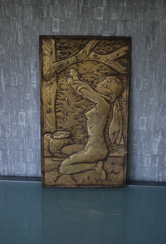 Retro Wandplaat Badende Vrouw