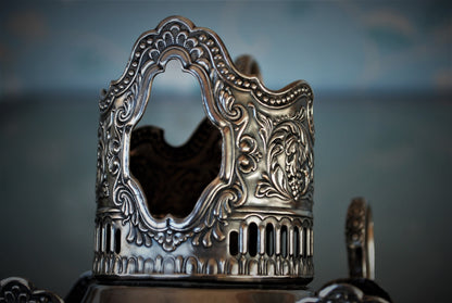 Sovjet Theeglas houders met uitsparing Podstakannik Set van 6