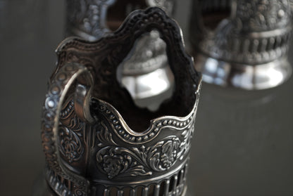 Sovjet Theeglas houders met uitsparing Podstakannik Set van 6