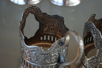 Sovjet Theeglas houders met uitsparing Podstakannik Set van 6