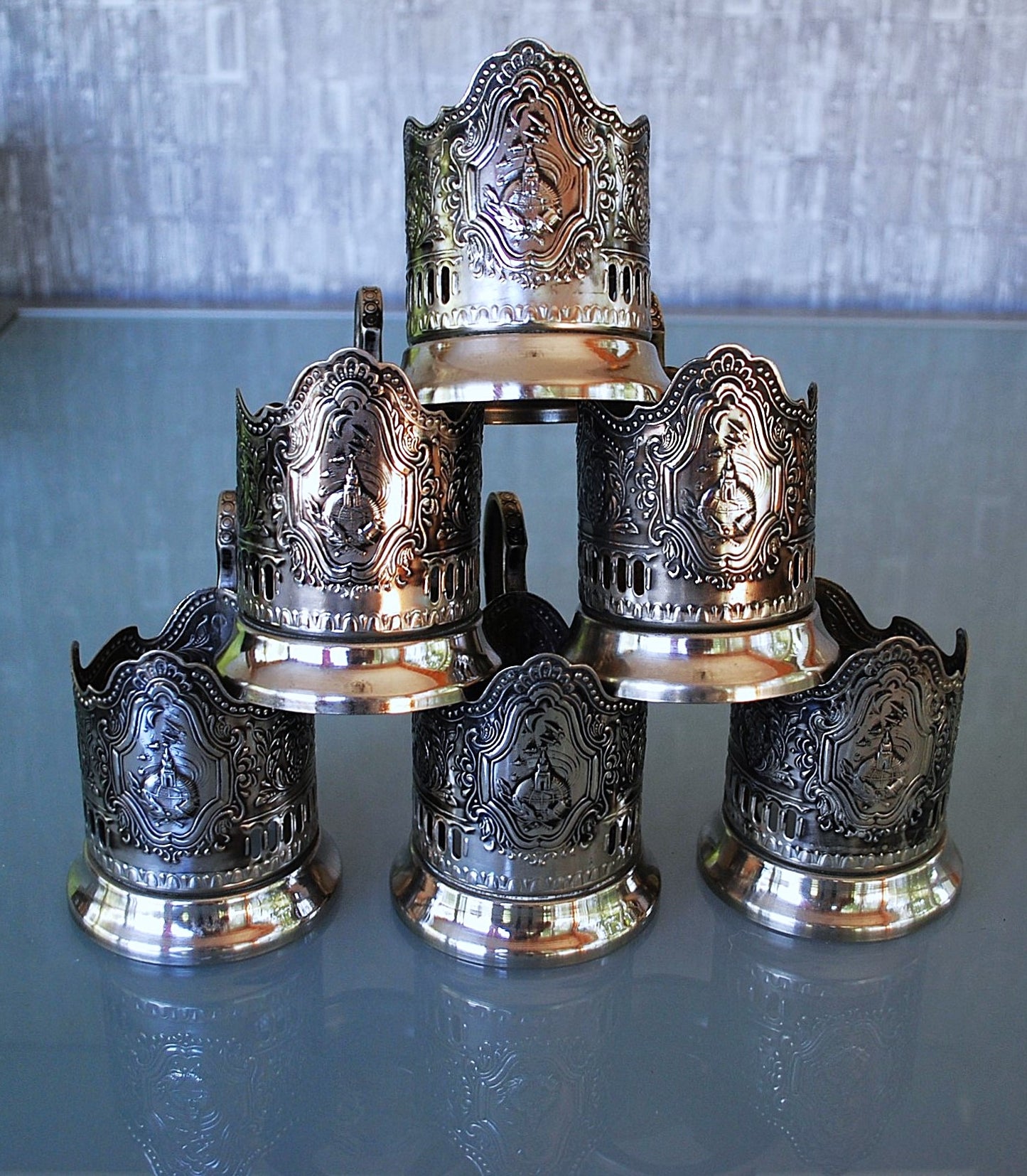 Raketten en satellieten boven Moskou Compleet set van 6 stuks