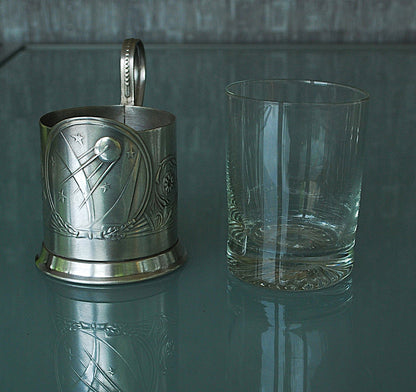 Spoetnik Russisch Theeglas houder Met Glas Compleet set van 6 stuks