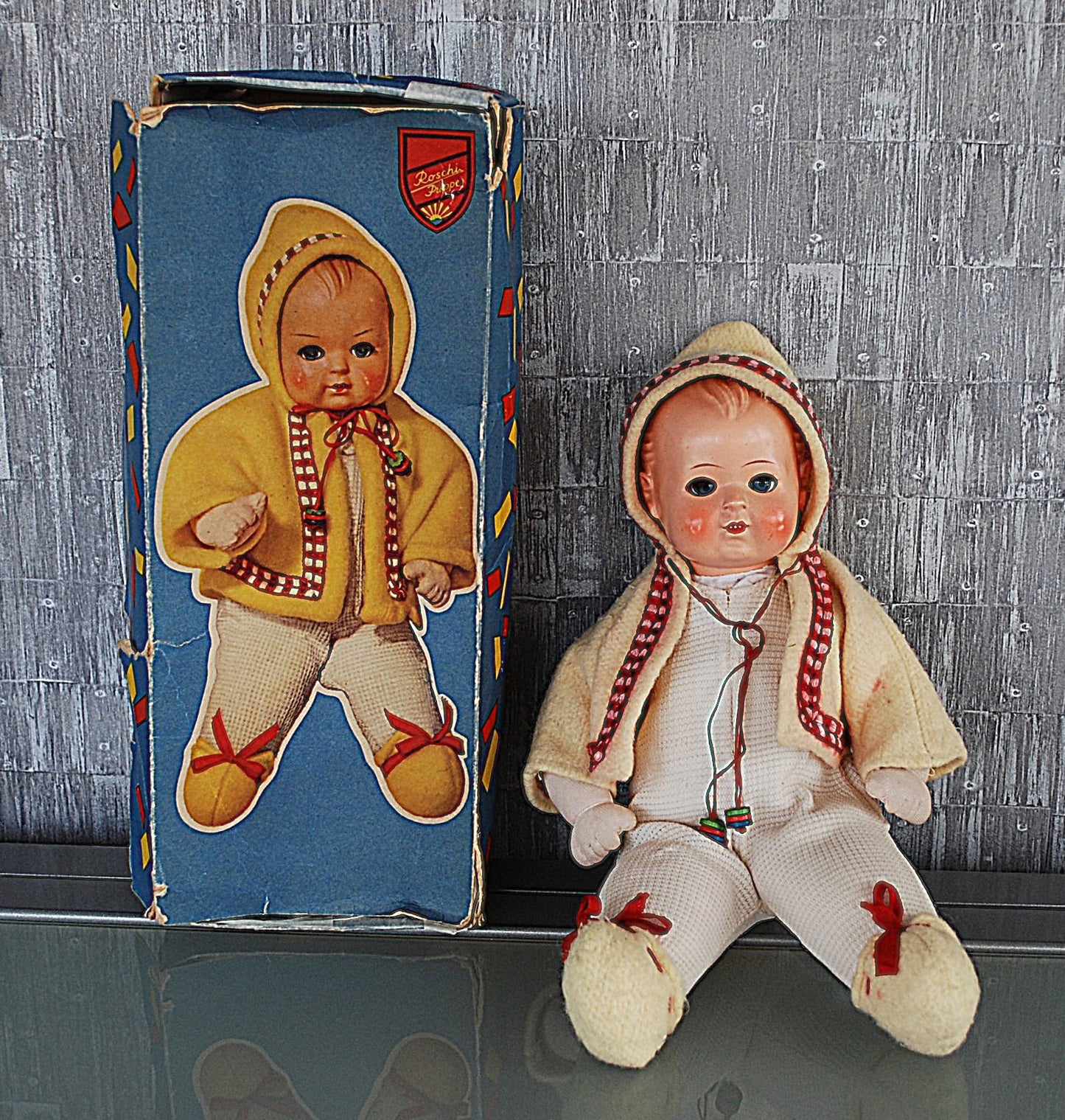 Mechanical Celluloid Doll GDR Roschi 1960's