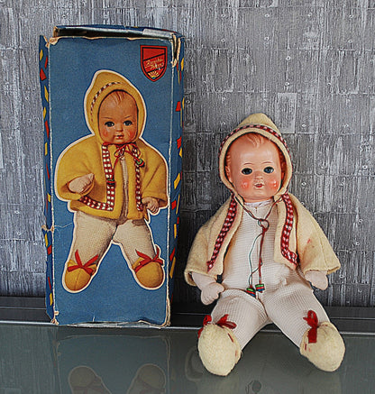 Mechanical Celluloid Doll GDR Roschi 1960's