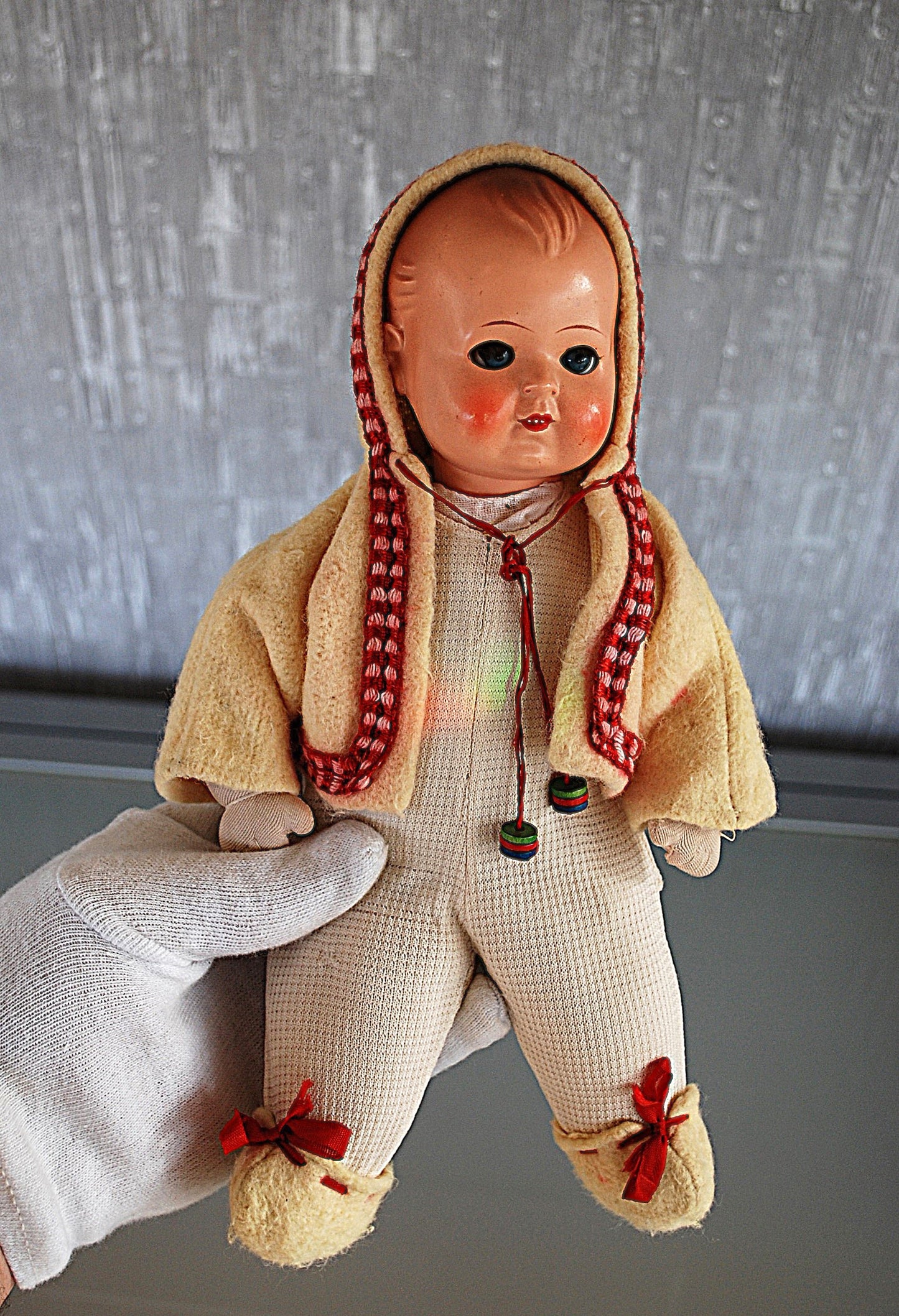 Mechanical Celluloid Doll GDR Roschi 1960's