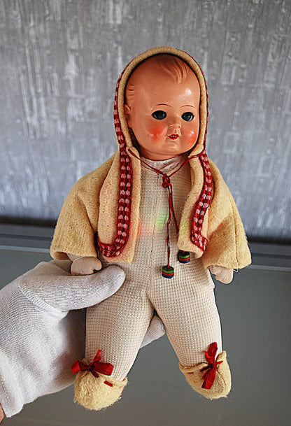 Mechanical Celluloid Doll GDR Roschi 1960's