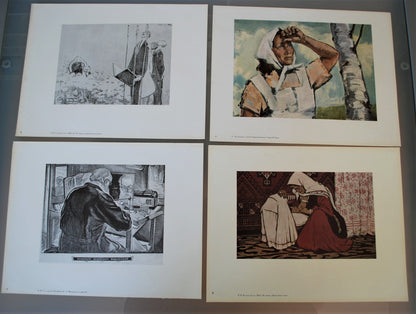 Kunstwerken Sovjet Unie 1961. 60 reproducties Alle Unies Artistiek Tentoonstelling.