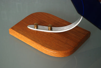 Raket lamp, Zilver met 6 blauw, paars vleugels en eboniet neuskoon