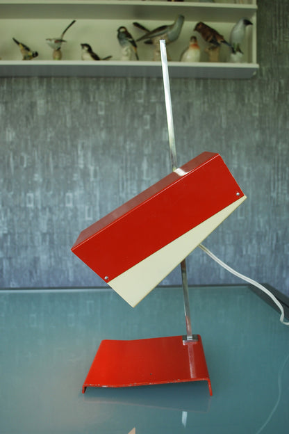 Retro Lamp Rood Wit Kubistisch vorm *
