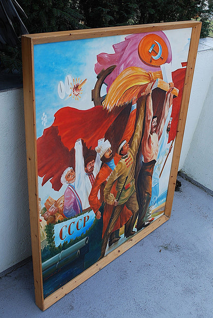 Olie Schilderij van M. Hegadüs 1987 "  Friendship of People "