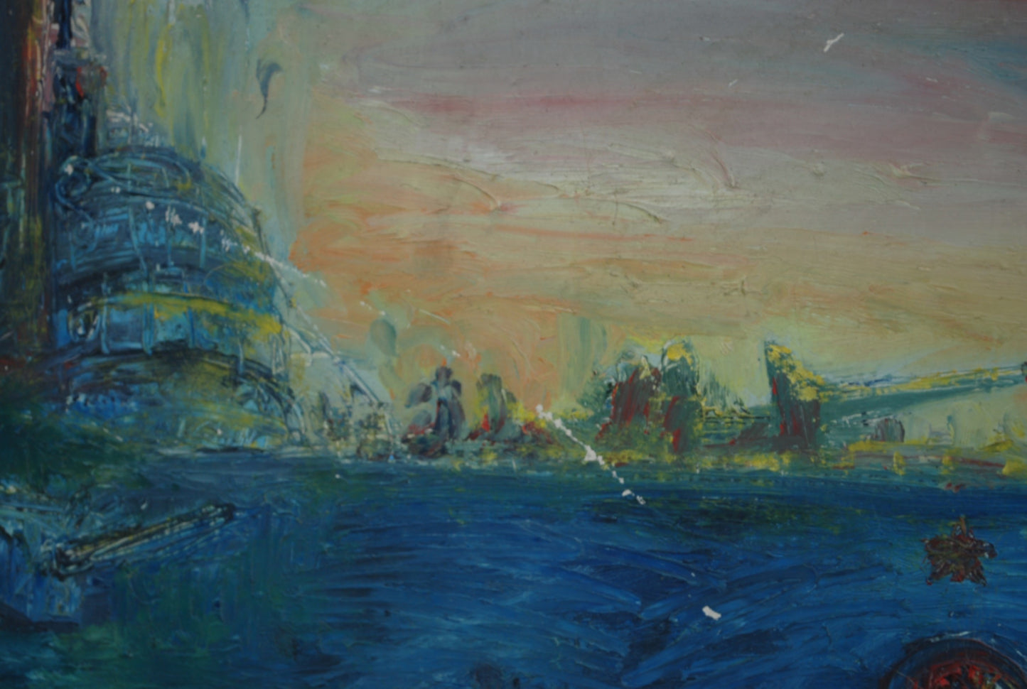 Olieverf Schilderij van J. Déak 1977 " Aurora 1917 "