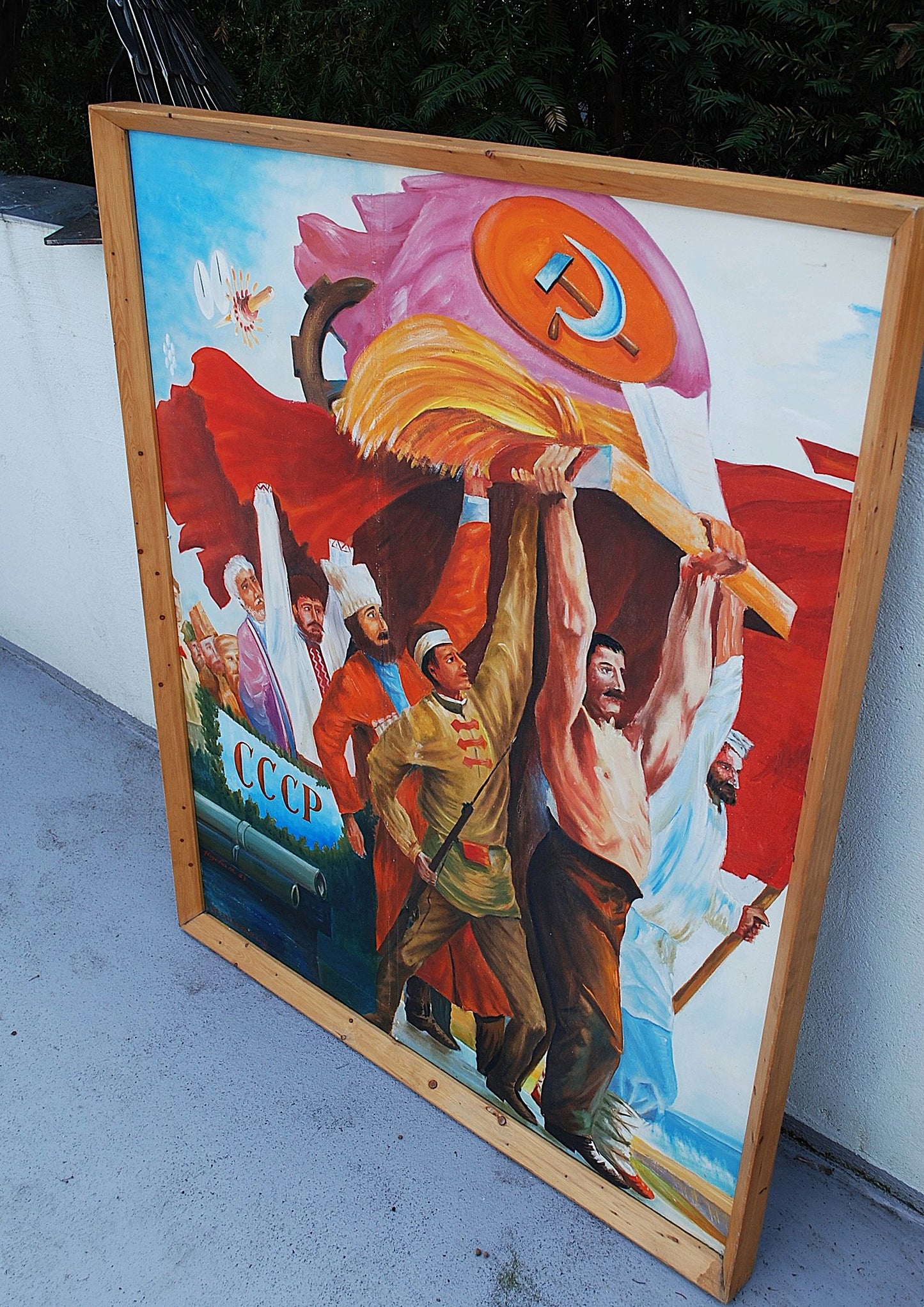 Olie Schilderij van M. Hegadüs 1987 "  Friendship of People "