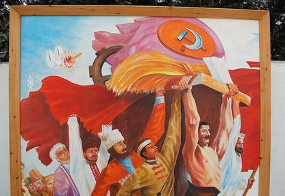 Olie Schilderij van M. Hegadüs 1987 "  Friendship of People "