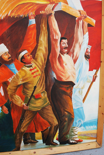 Olie Schilderij van M. Hegadüs 1987 "  Friendship of People "