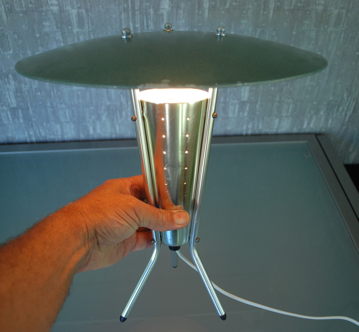 Space-age tafellamp Aluminium Vintage Jaren 60