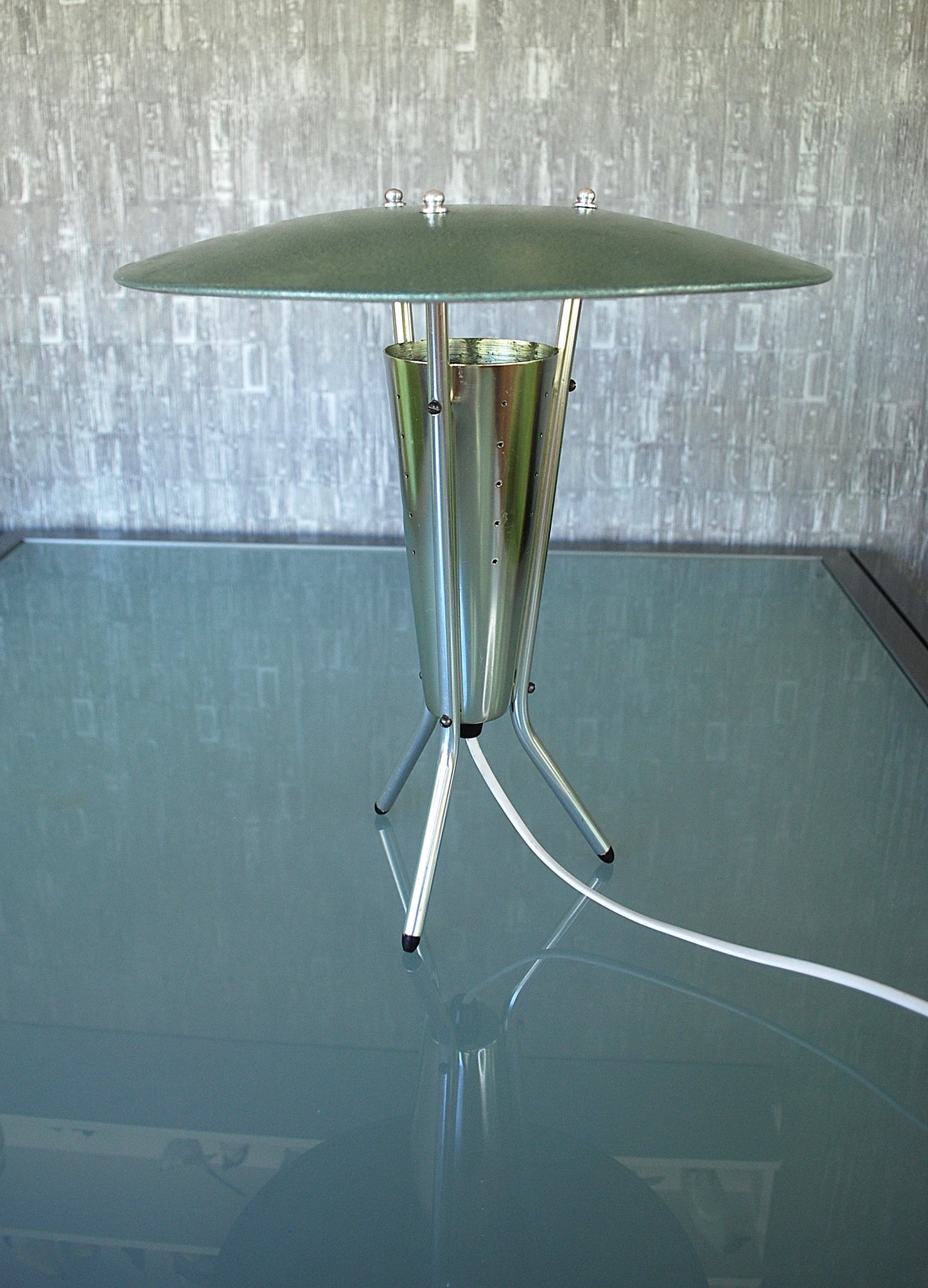 Space-age tafellamp Aluminium Vintage Jaren 60