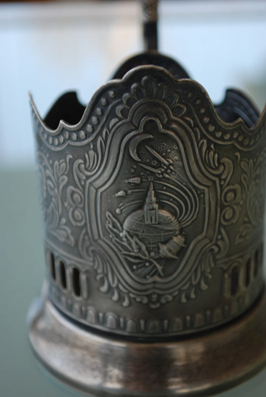 Rockets and Satellites Over Moscow Tea Glass Holder