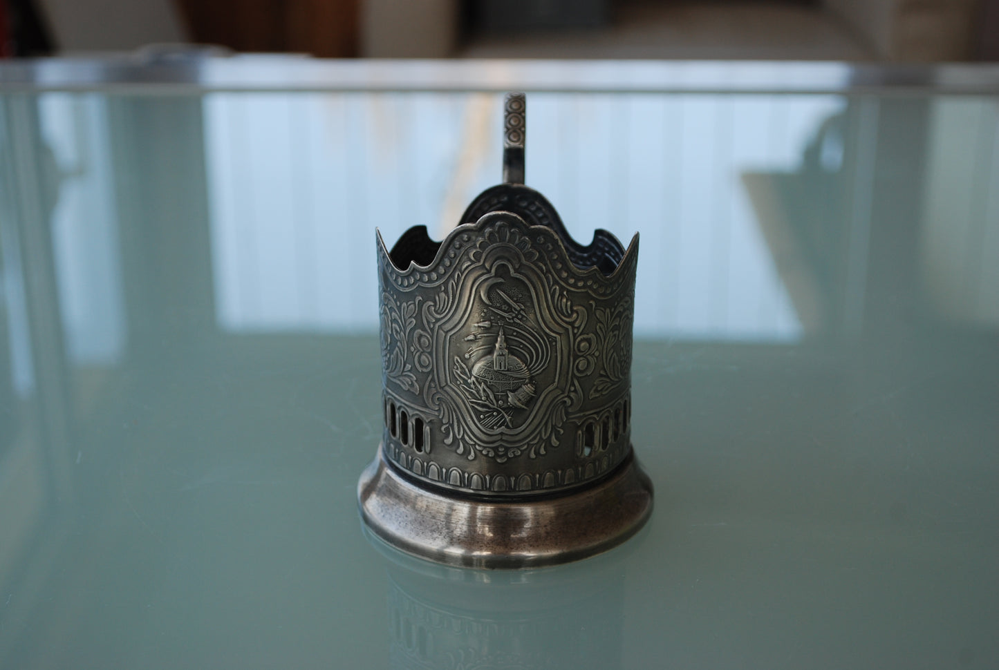 Rockets and Satellites Over Moscow Tea Glass Holder