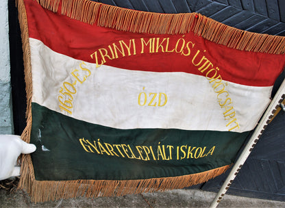Hungarian Communist Youth League Original Flag, Flagpole Tip, Flagpole and 36 Shields