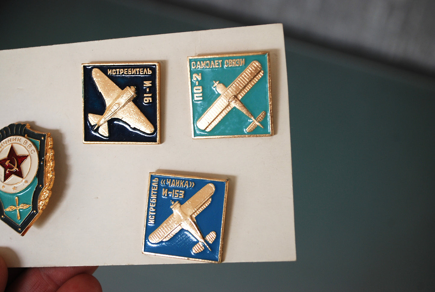 Vliegtuig spelden set met Badge Compleet set