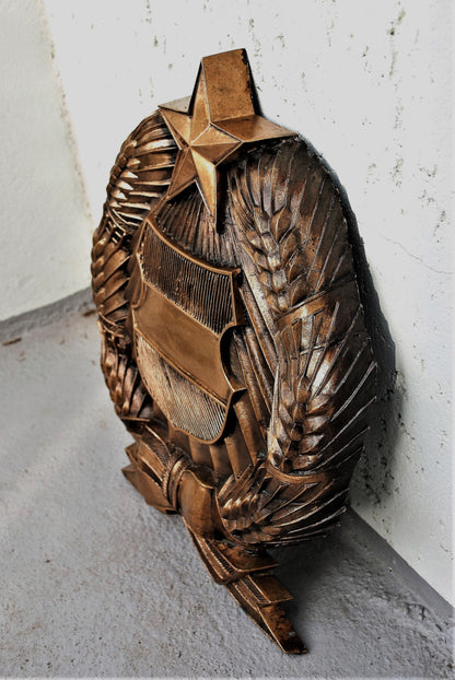 Zeer Groot Zwaar Brons Wapenschild communistisch Hongarije