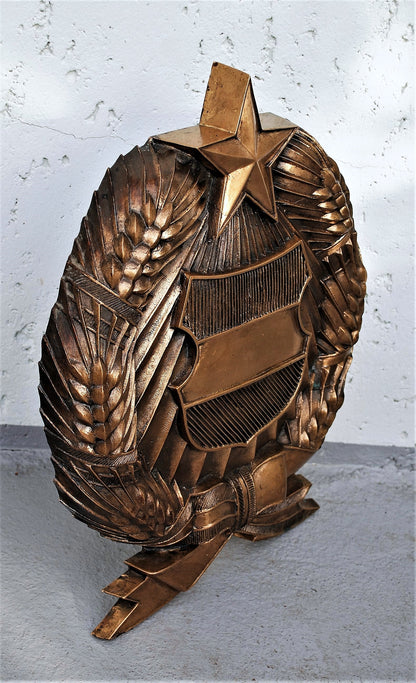 Zeer Groot Zwaar Brons Wapenschild communistisch Hongarije