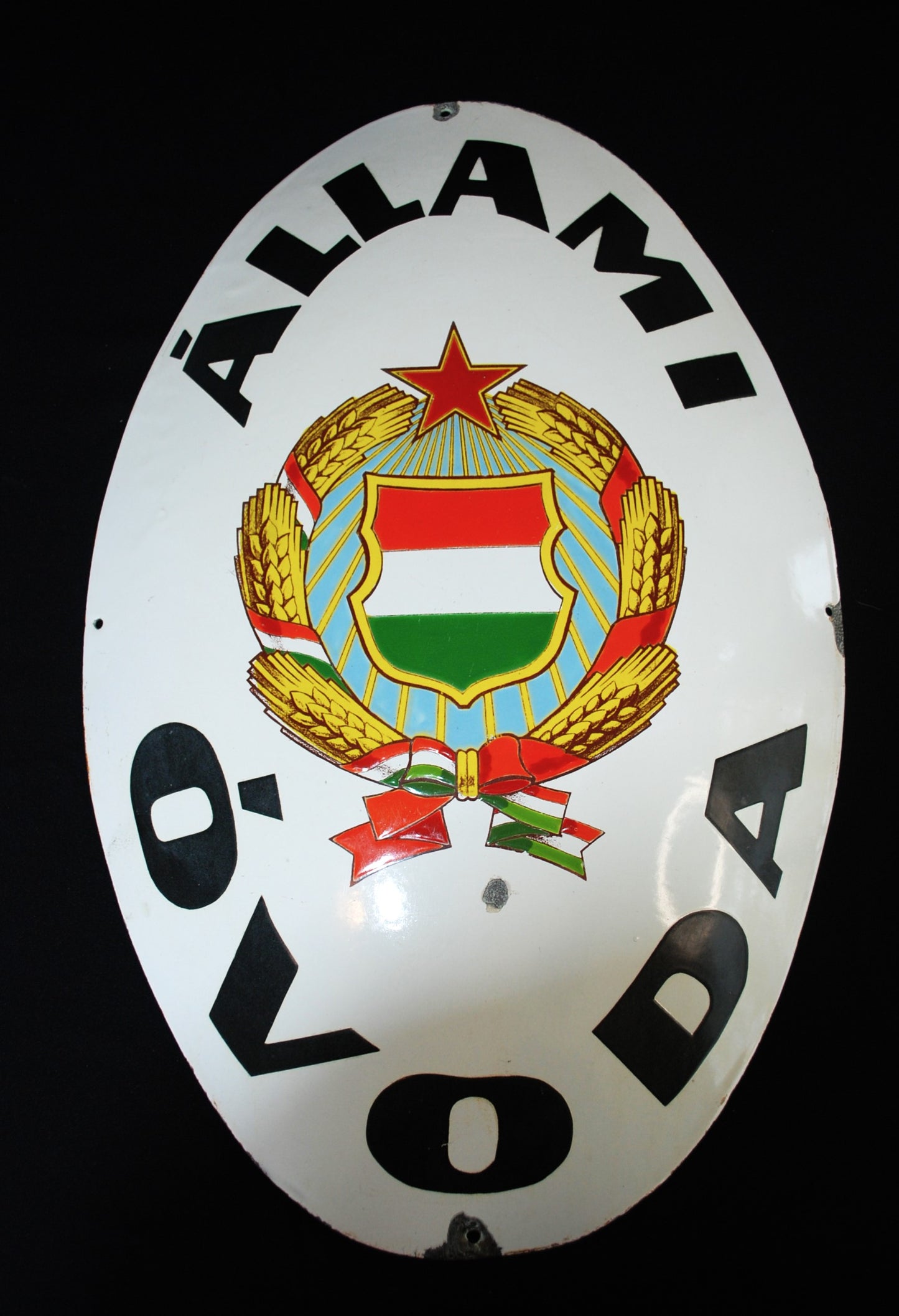Enamel Coat of Arms Wall Plaque Socialist Hungary State Kindergarten