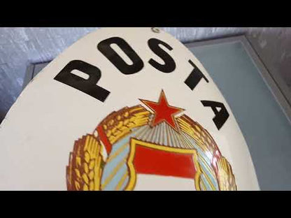 Enamel Coat of Arms Wall Plate Socialist Hungary Post Office