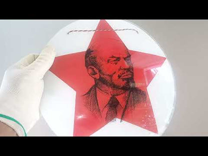 Glazen wandbord Lenin in Rode Ster