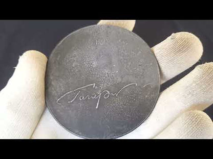 Yuri Gagarin Zwaar metalen plaque 1961 met handtekening