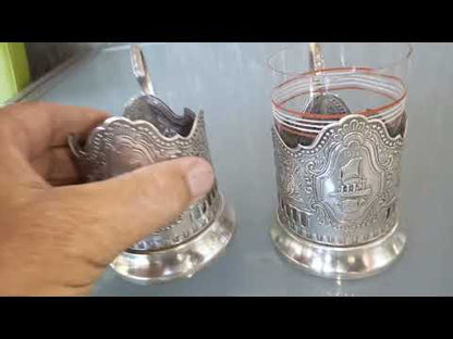 Theeglas houder "Aurora" verzilverd (Melchior)  1917 -1977