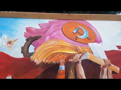 Olie Schilderij van M. Hegadüs 1987 "  Friendship of People "